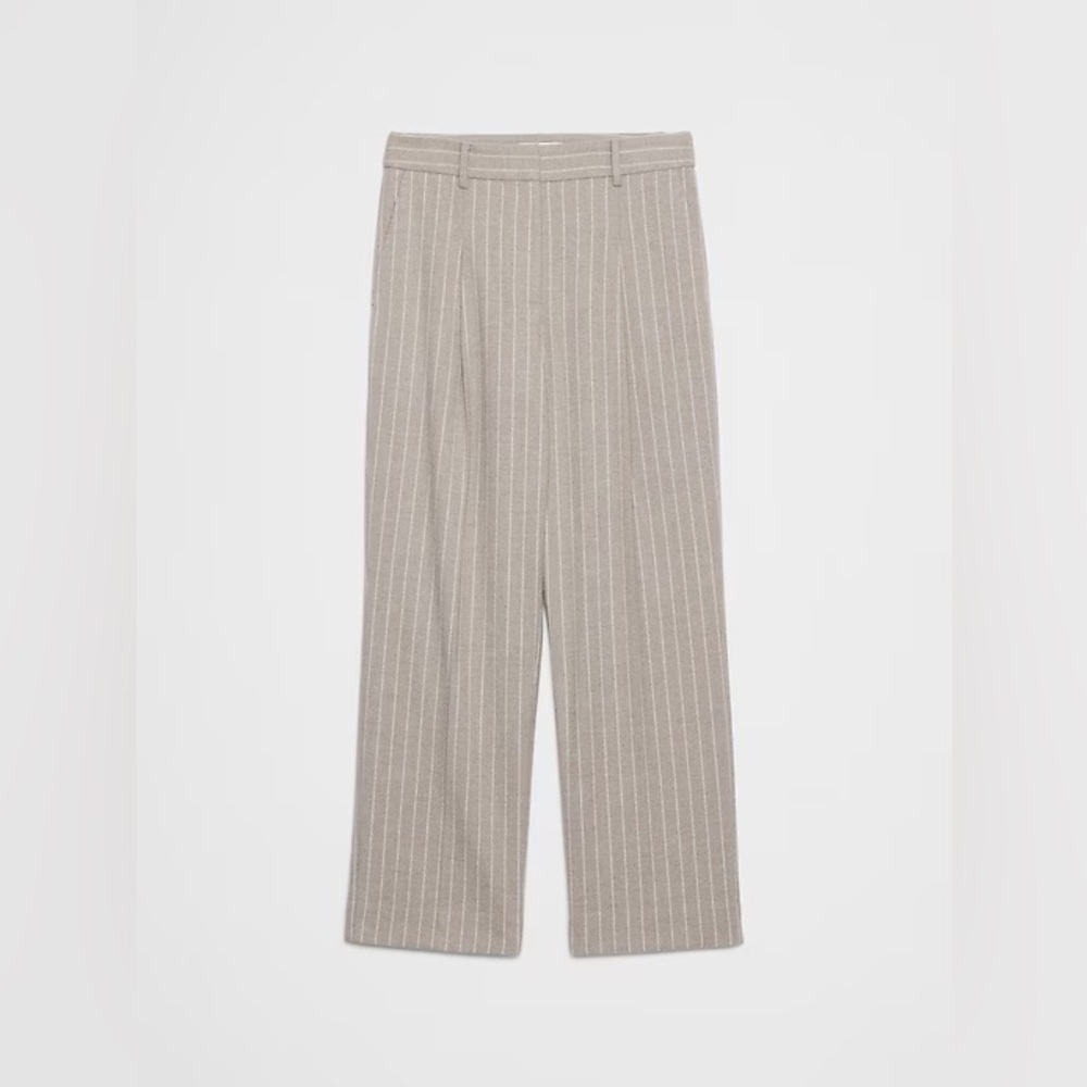 NWT! Banana Republic Tan Straight High-Rise Pinstripe Trouser - Size 4 - Picture 4 of 4